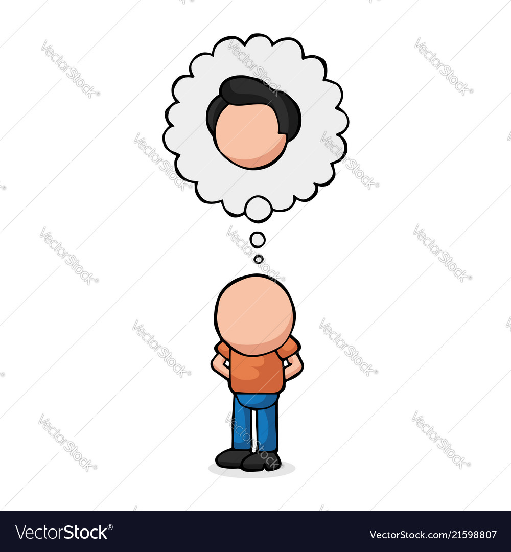 Hand-drawn cartoon of bald man standing imagine vector image Hand-drawn cartoon of bald man standing imagine