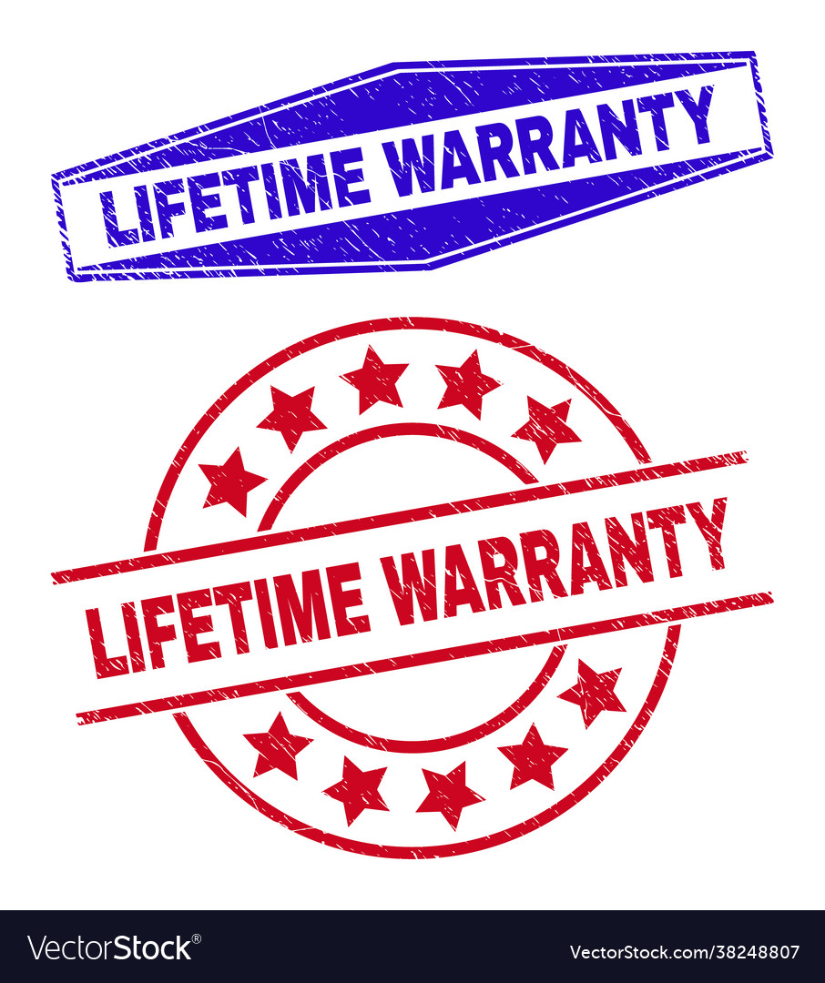 Lifetime warranty textured seals in circle and Vector Image