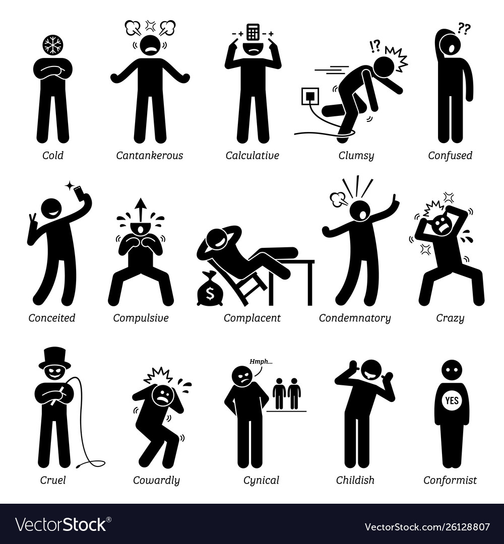 Negative personalities character traits stick Vector Image