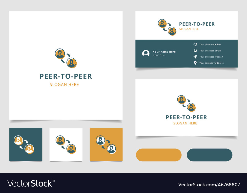 Peer-to-peer logo design with editable slogan vector image Peer-to-peer logo design with editable slogan