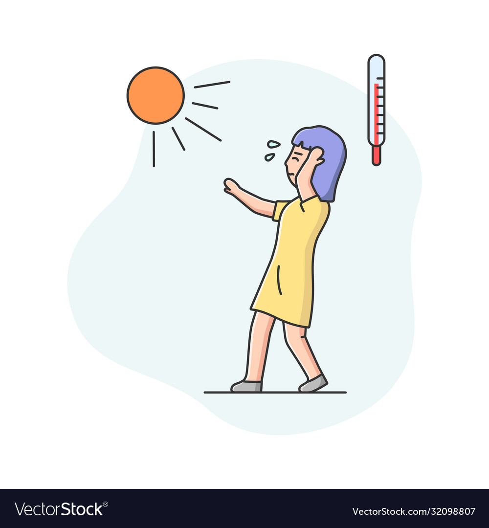 Summer hot period concept woman weary from heat Vector Image