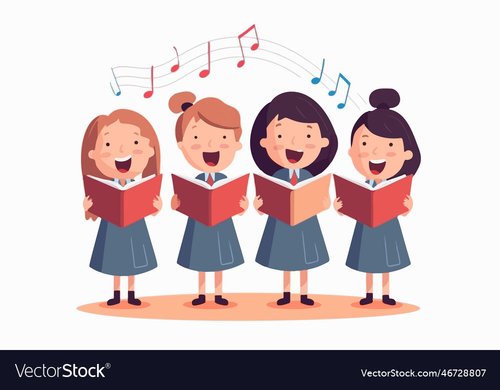 Young students with books harmonize in school Vector Image