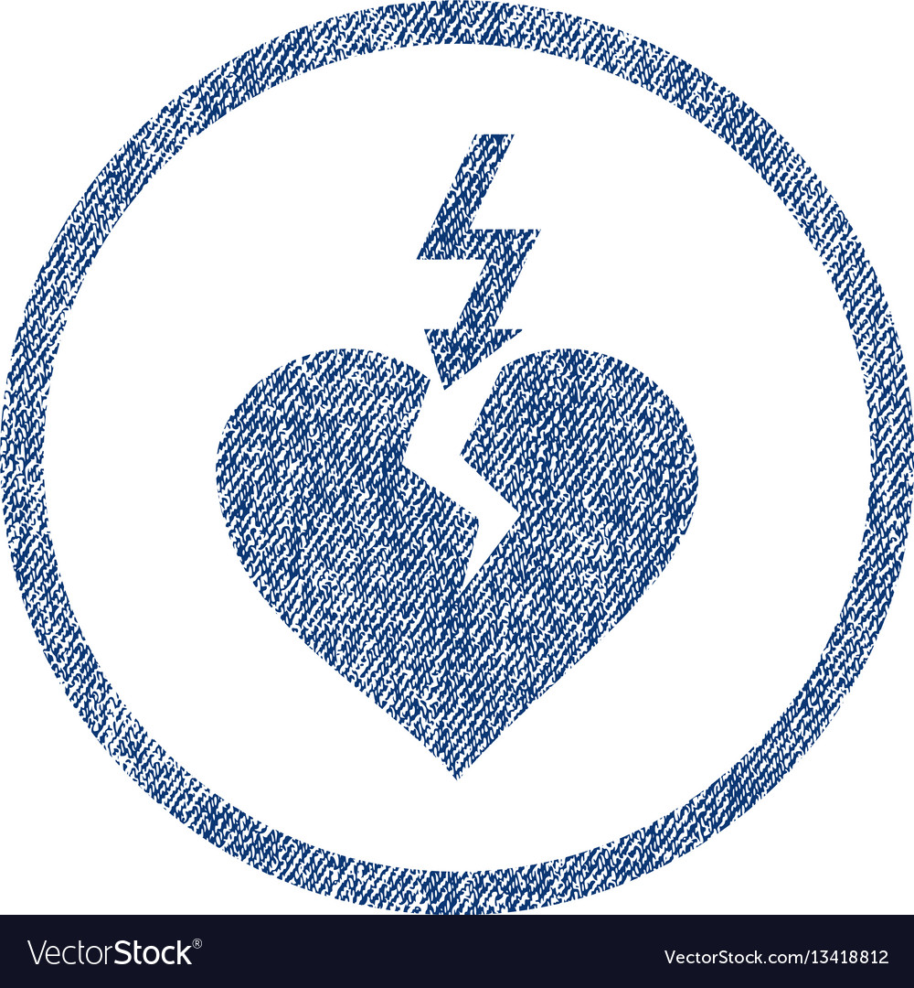 Break heart rounded fabric textured icon