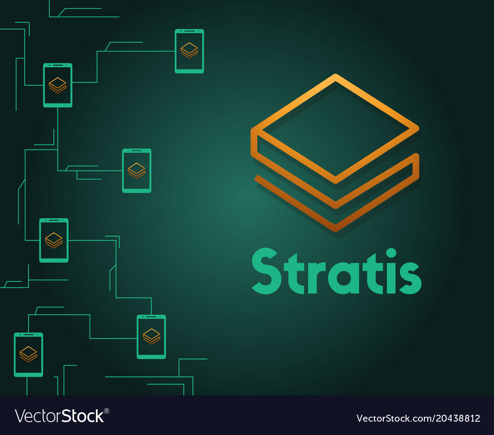 Cryptocurrency stratis blockchain circuit on green