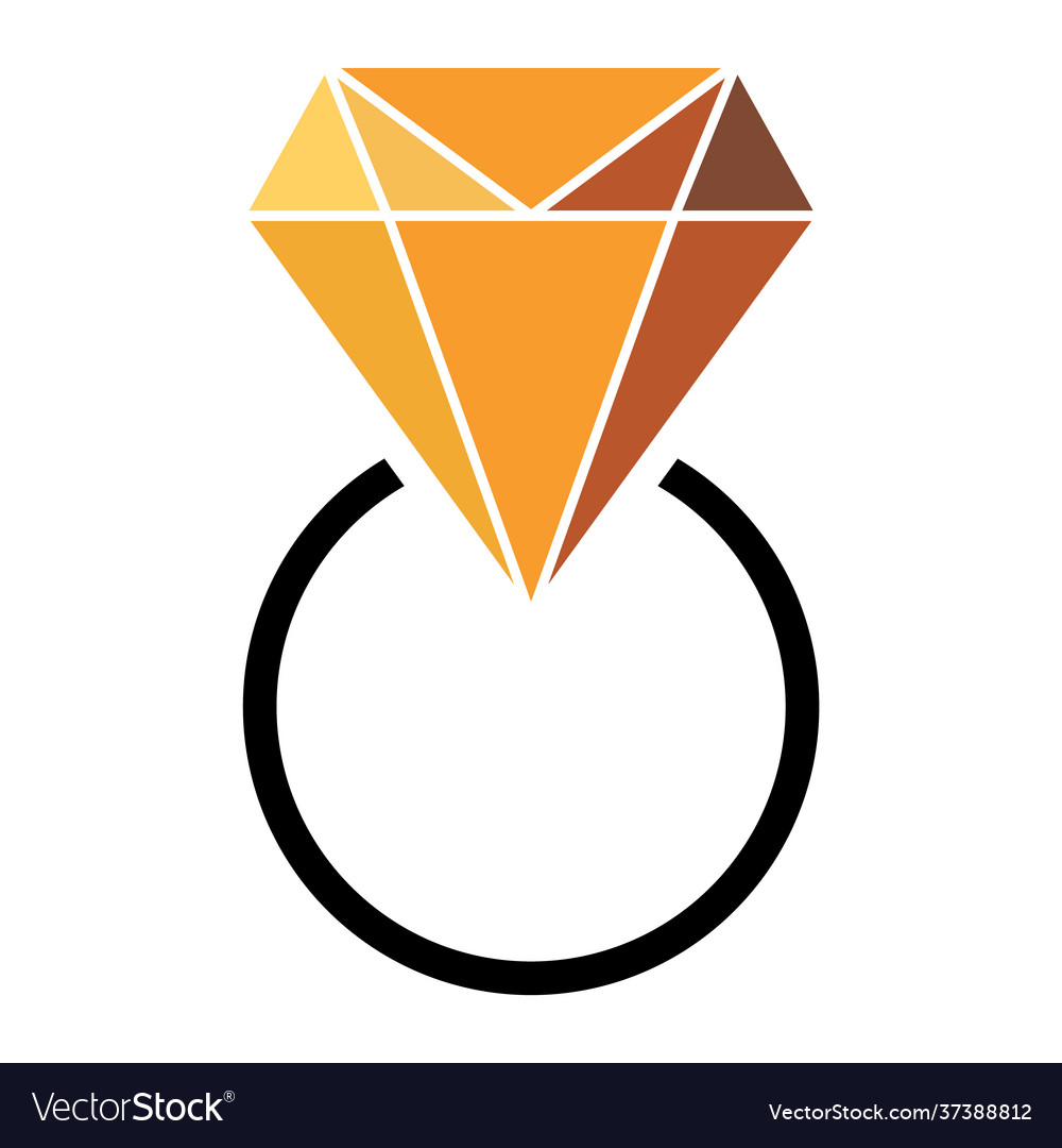 Diamond ring flat icon web symbol perfect color