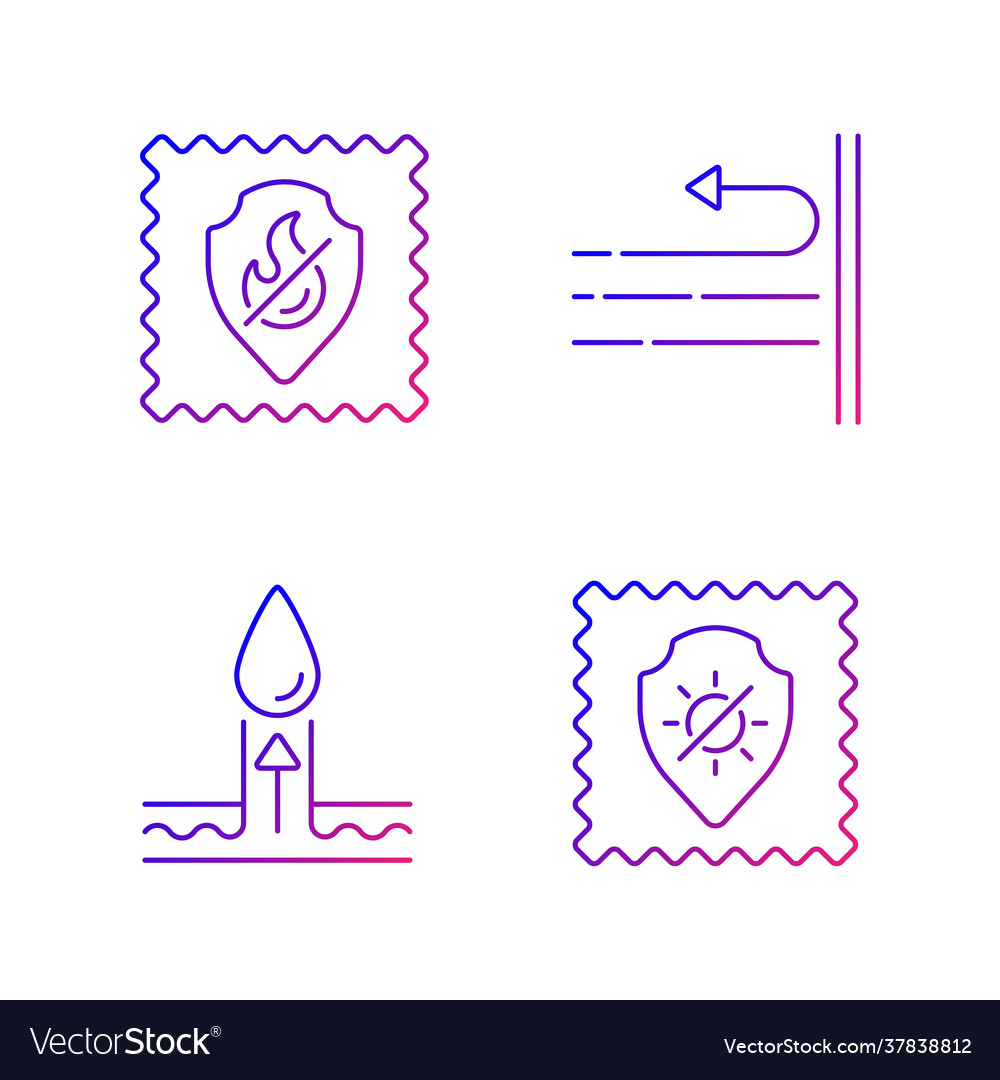 Fabric characteristics gradient linear icons set vector image Fabric characteristics gradient linear icons set