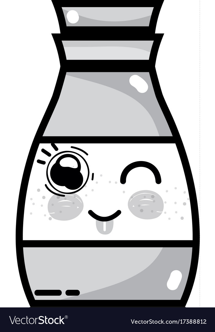 Grayscale kawaii cute funny beverage bottle Vector Image