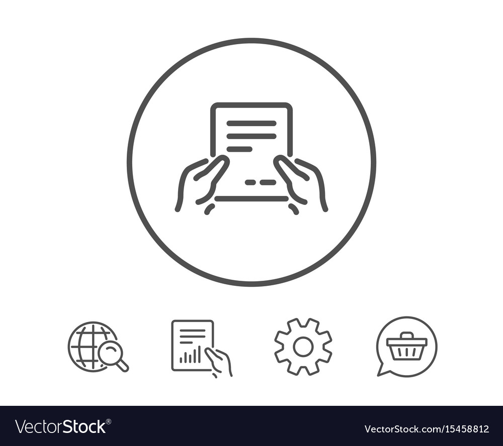 Hold document line icon text file sign