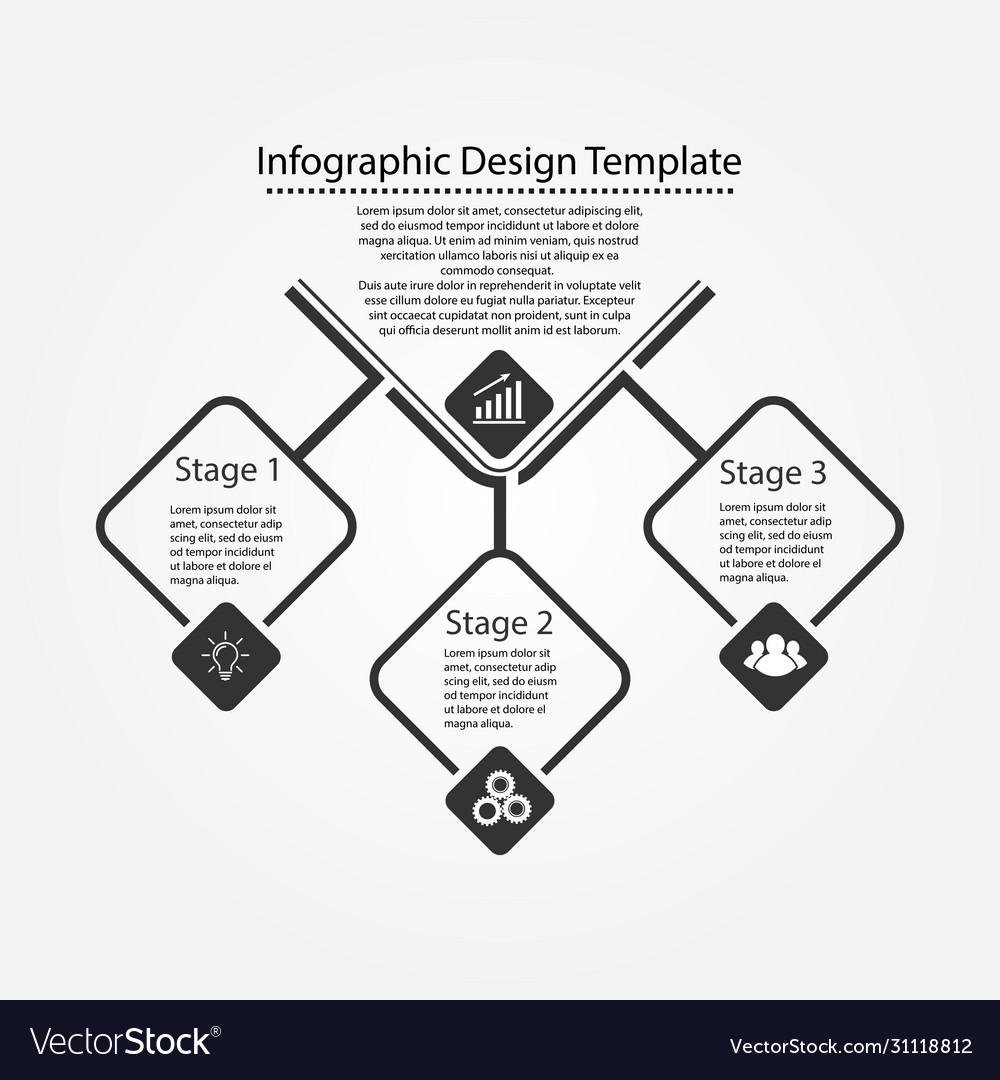 Infographic design template three steps vector image Infographic design template three steps