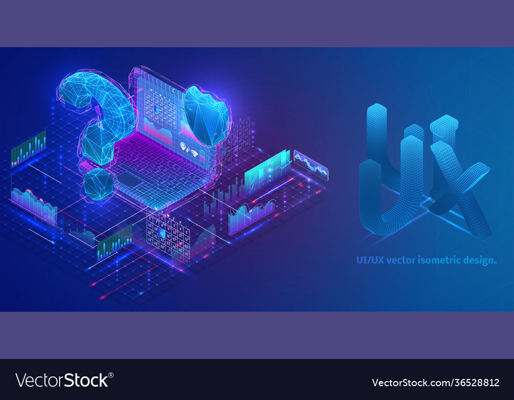 Isometric composition with graphs information Vector Image Isometric composition with graphs information