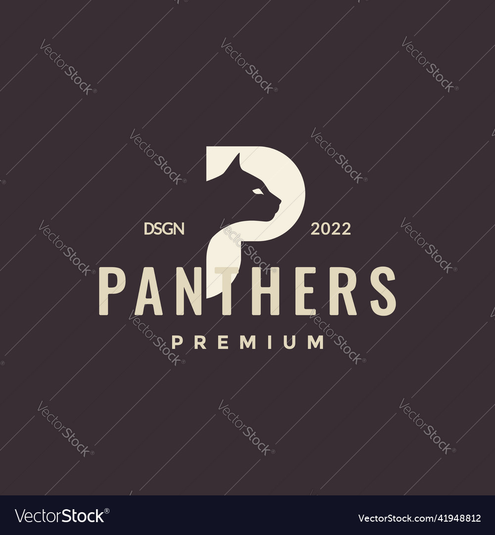 Letter p for panther vintage logo design graphic