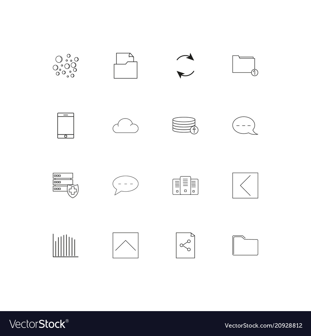 Network and database linear thin icons set