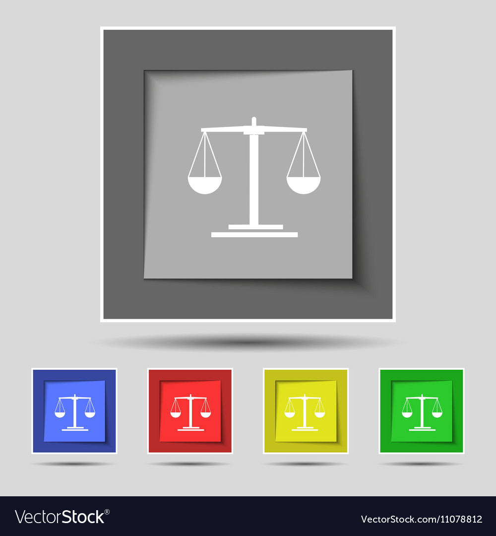 Scales icon sign on original five colored buttons