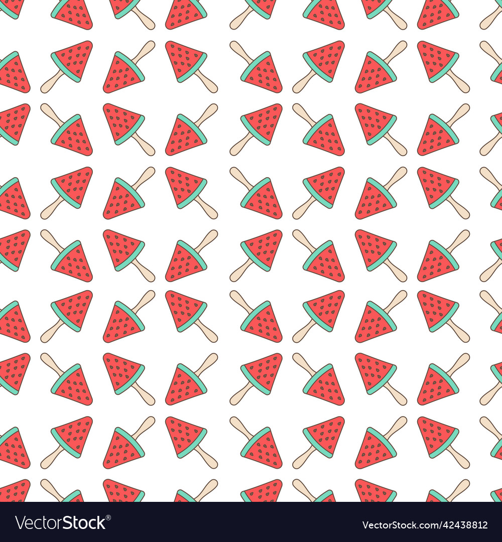 Seamless pattern ice cream piece of watermelon