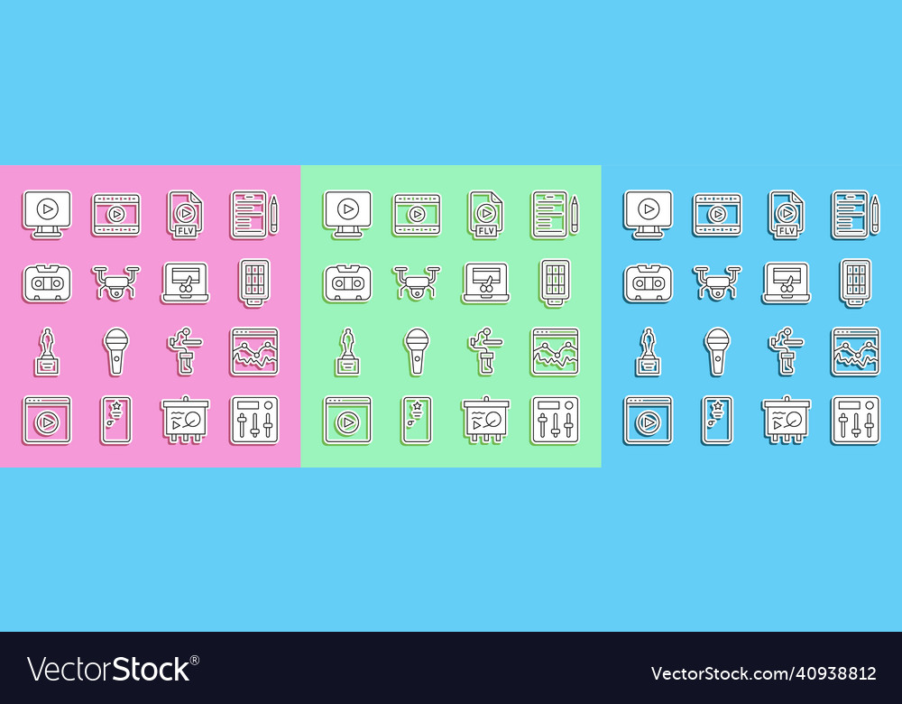 Set line sound mixer controller music wave vector image Set line sound mixer controller music wave