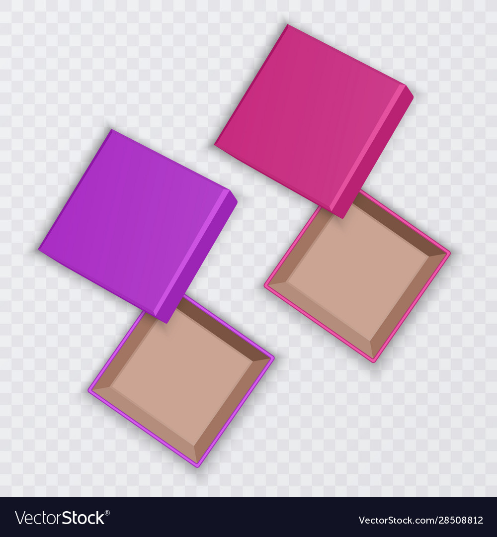 Set realistic open empty square cardboard