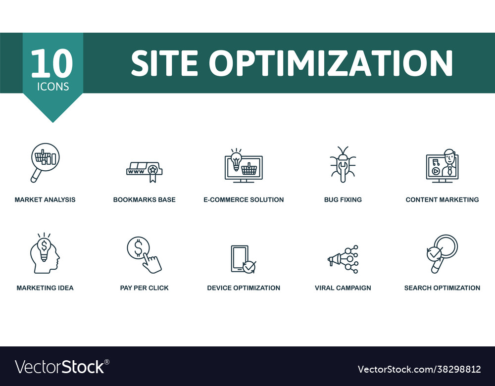 Site optimization icon set contains editable vector image Site optimization icon set contains editable
