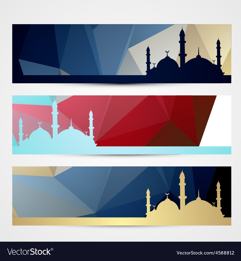 Stylish Set Of Ramadan Headers Royalty Free Vector Image 8006