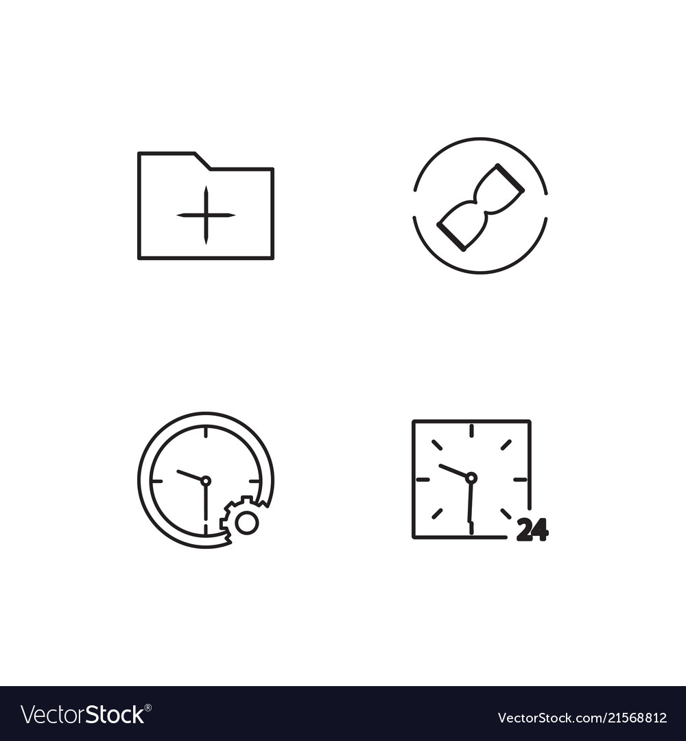 Time linear icons set simple outline