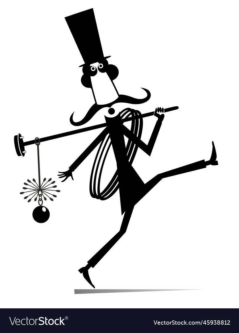 Walking funny long mustache chimney sweeper Vector Image