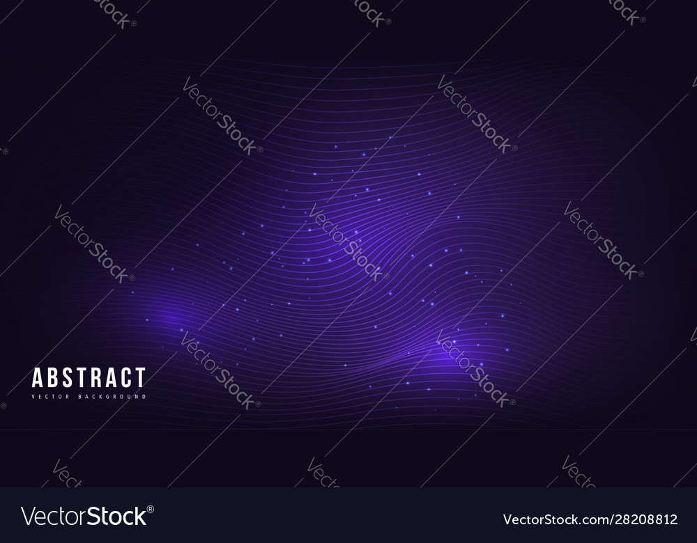 Wavy lines with particle glow background vector image Wavy lines with particle glow background