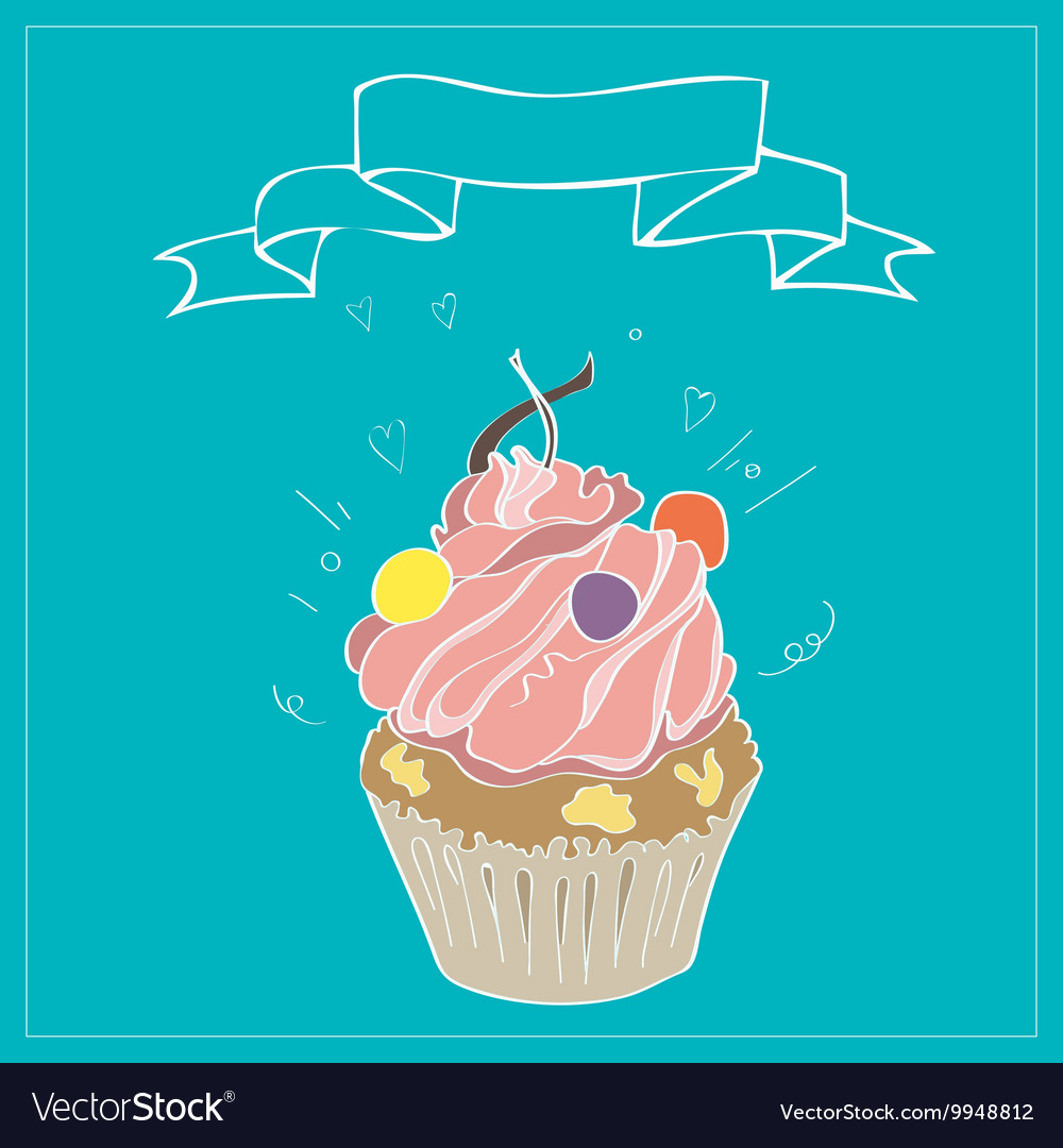 With the image of cakes and ribbons Royalty Free Vector