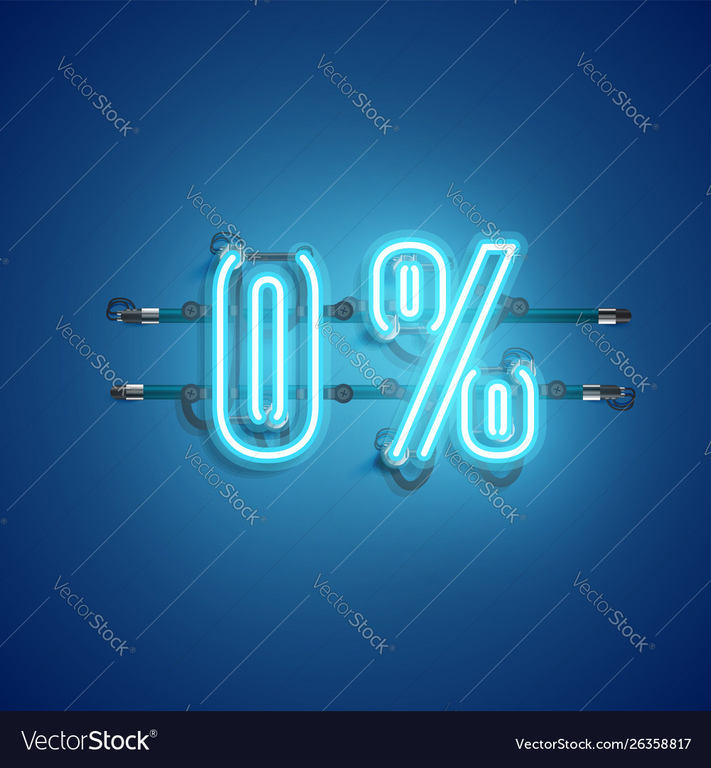 0 neon realistic sign Royalty Free Vector Image