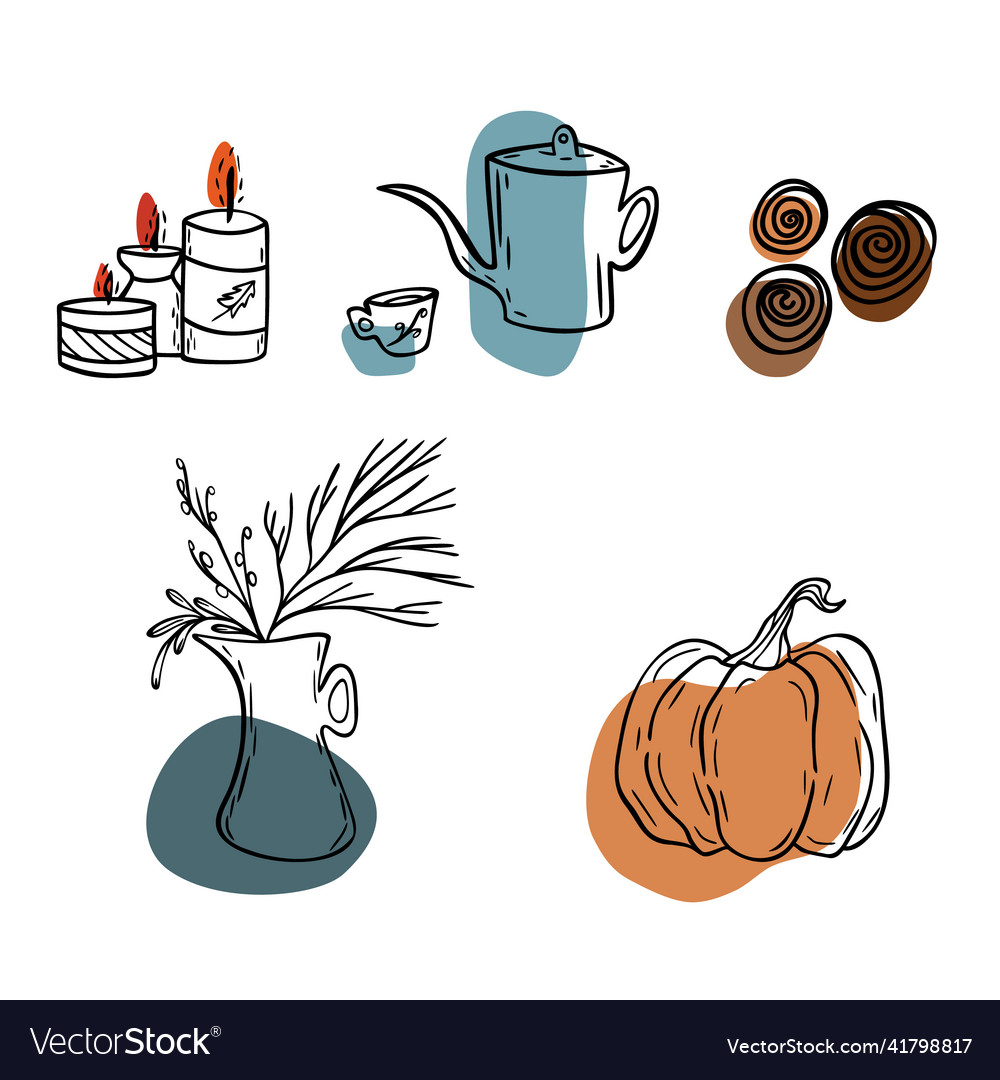 Autumn objects with color abstract forms vector image Autumn objects with color abstract forms