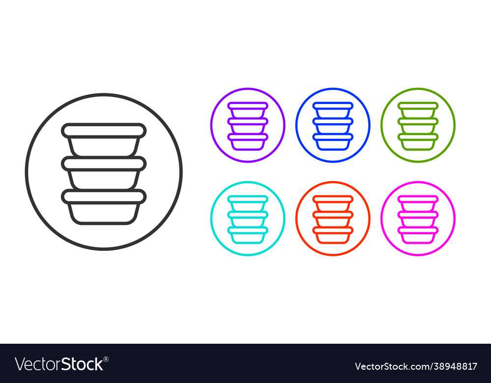 Black line bowl icon isolated on white background vector image Black line bowl icon isolated on white background