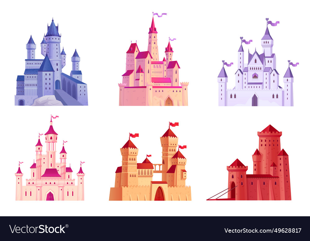 Cartoon strongholds medieval castles exterior