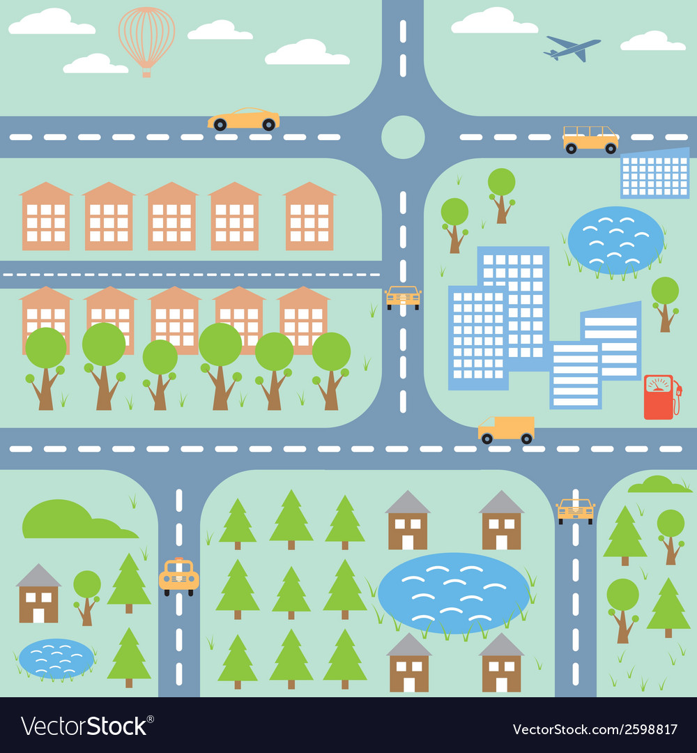 City map Royalty Free Vector Image - VectorStock