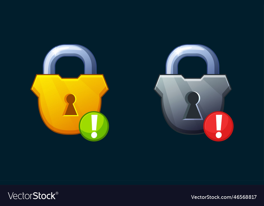 Closed golden padlock game icon block