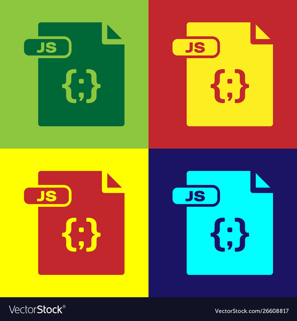 Color js file document download button icon vector image Color js file document download button icon