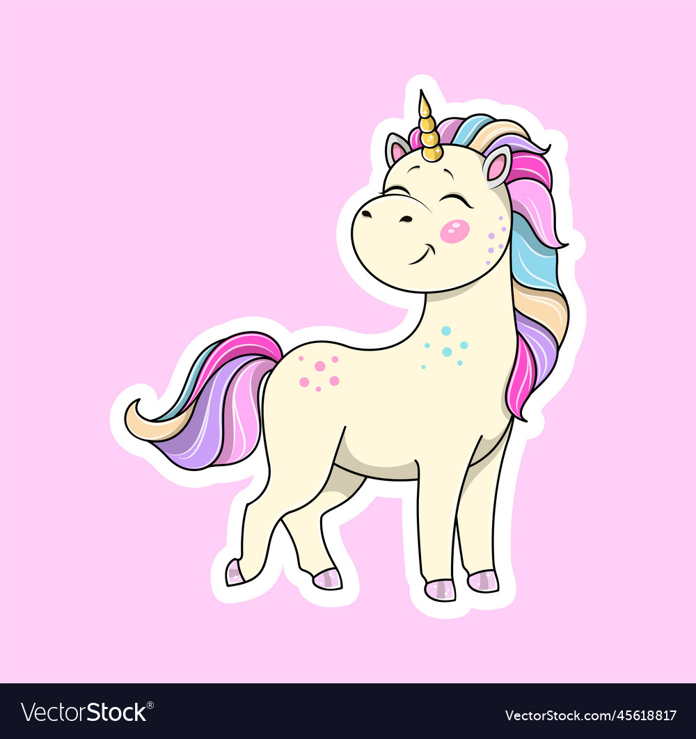 Cute unicorn sticker Royalty Free Vector Image