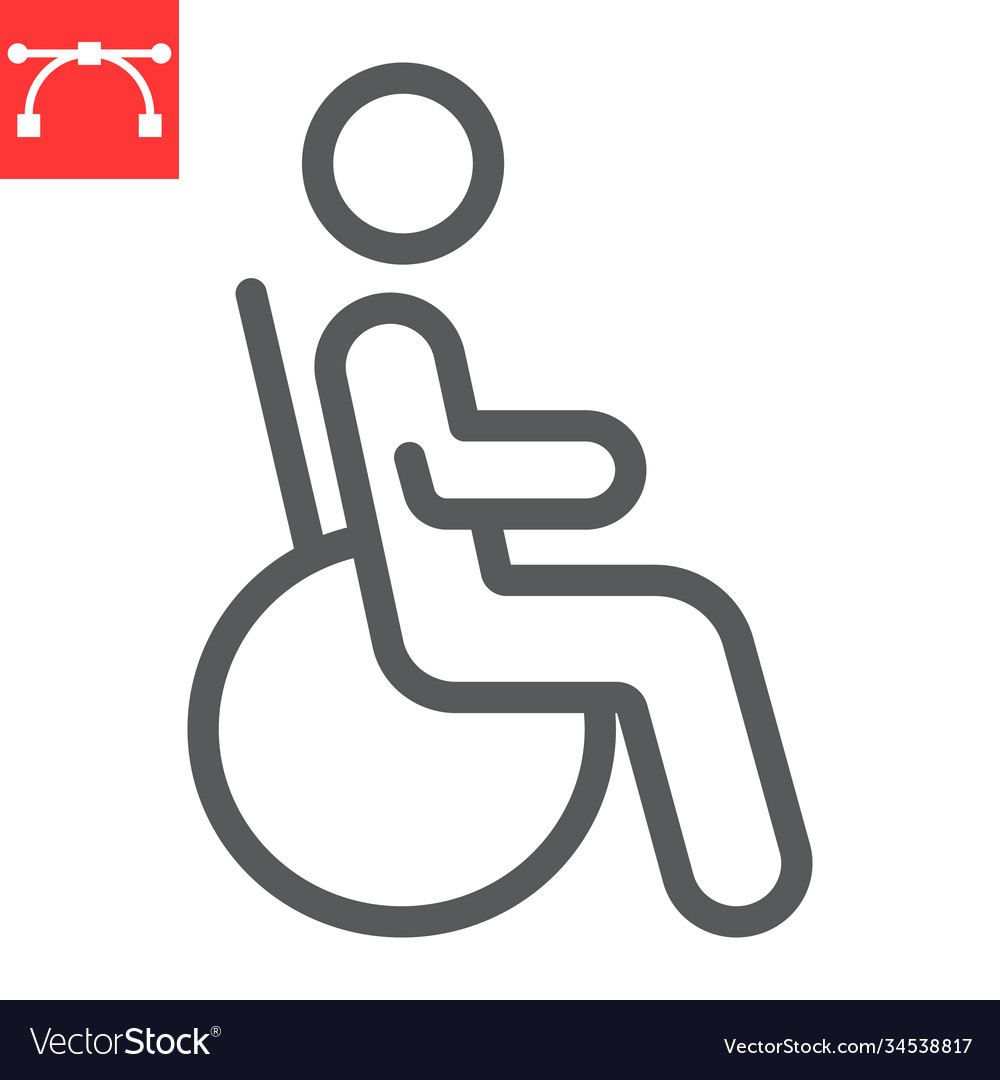 Disabled person line icon disability Royalty Free Vector