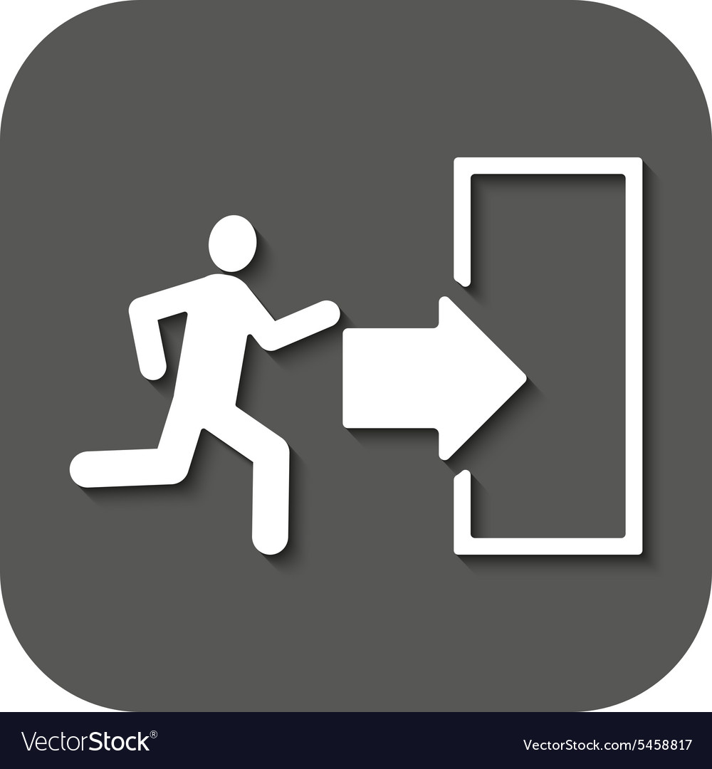 Exit icon emergency symbol flat