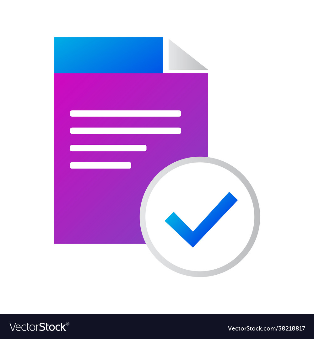 File icon with checkmark gradient style Vector Image File icon with checkmark gradient style