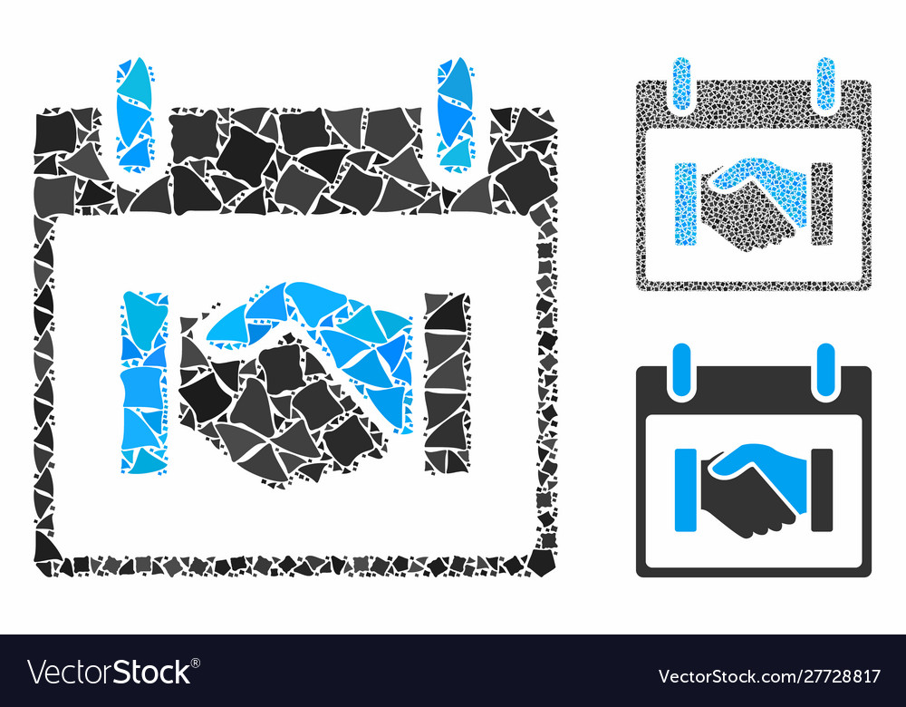 Handshake calendar day composition icon ragged