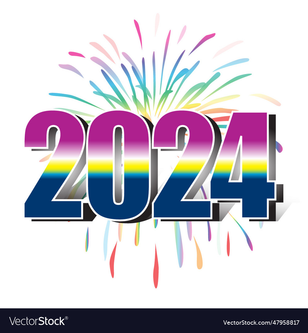 Happy new year 2024 with firework Royalty Free Vector Image