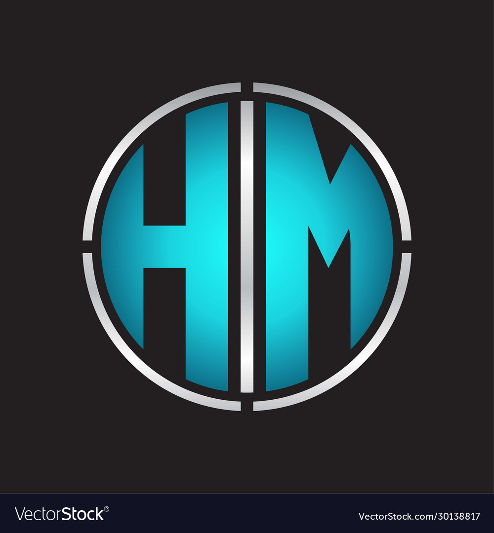 Hm logo initial with circle line cut design Vector Image