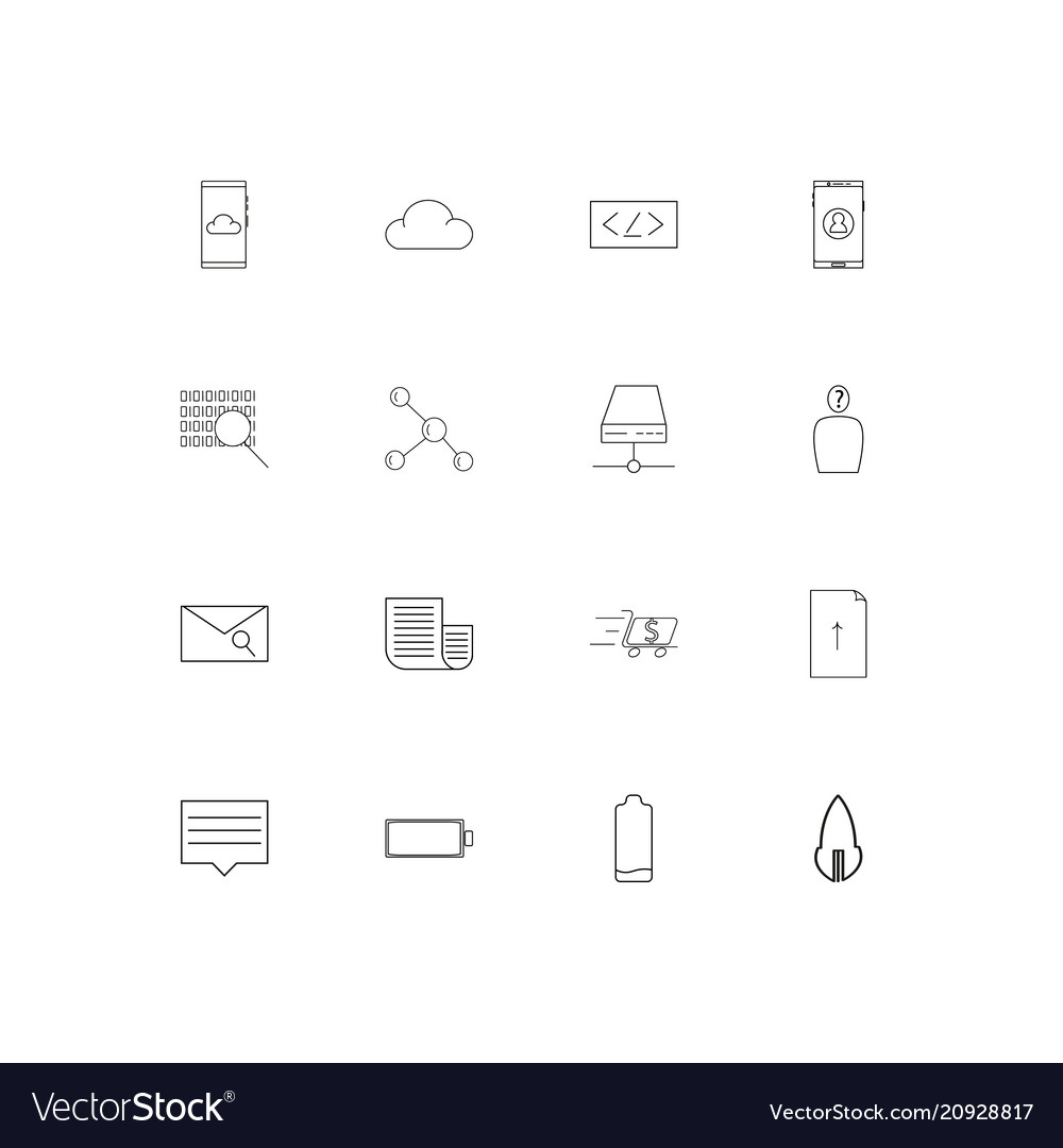 Internet of things linear thin icons set outlined