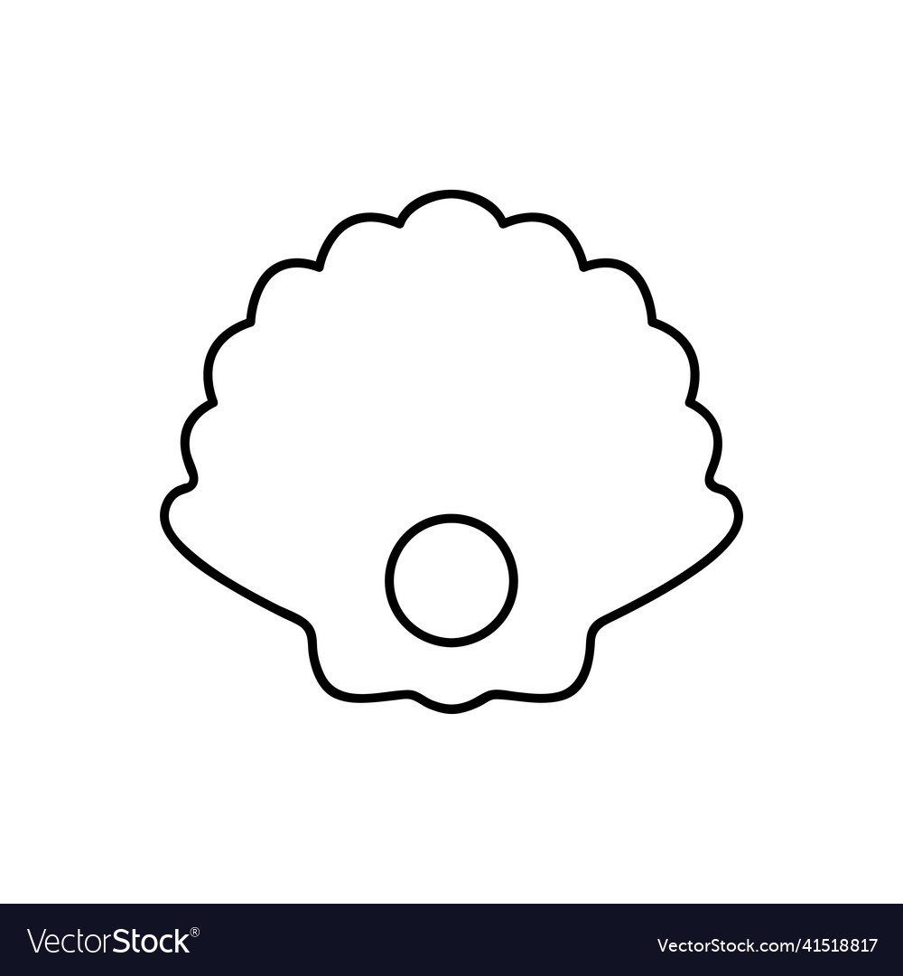 Line style logotype with shell and pearl isolated vector image Line style logotype with shell and pearl isolated