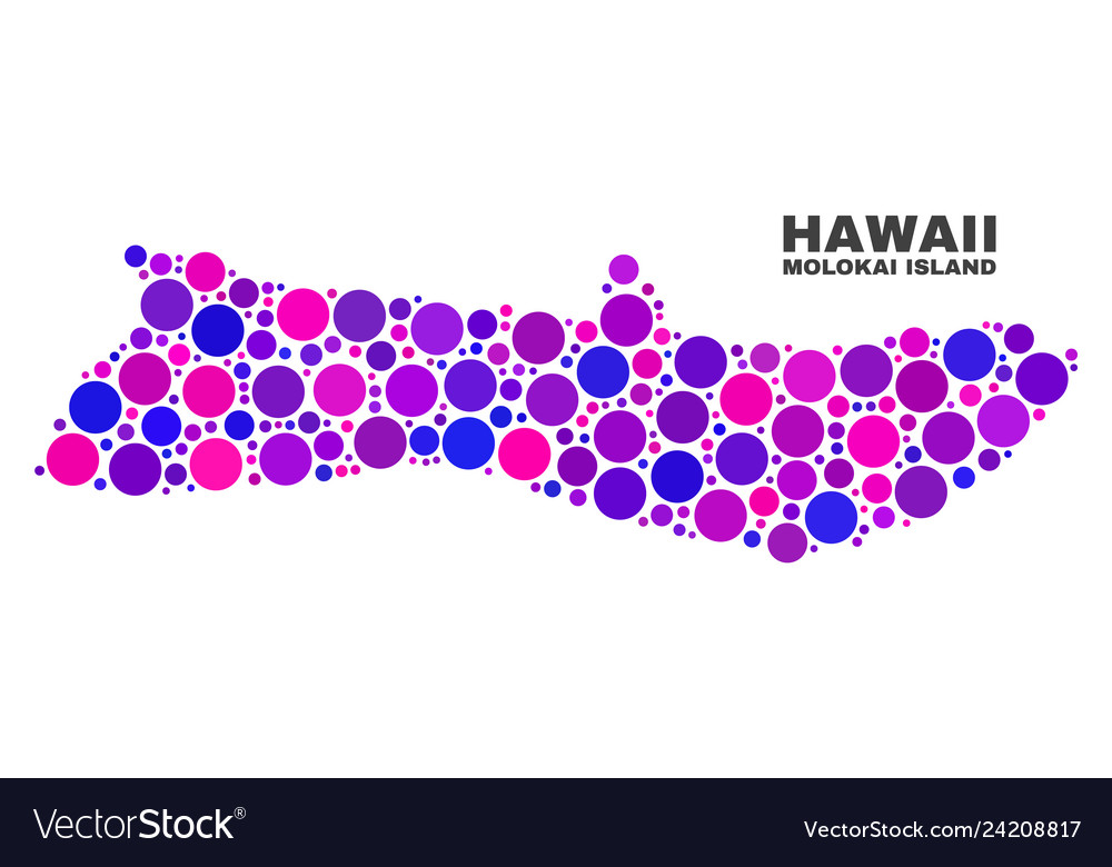 Mosaic molokai island map of circle dots
