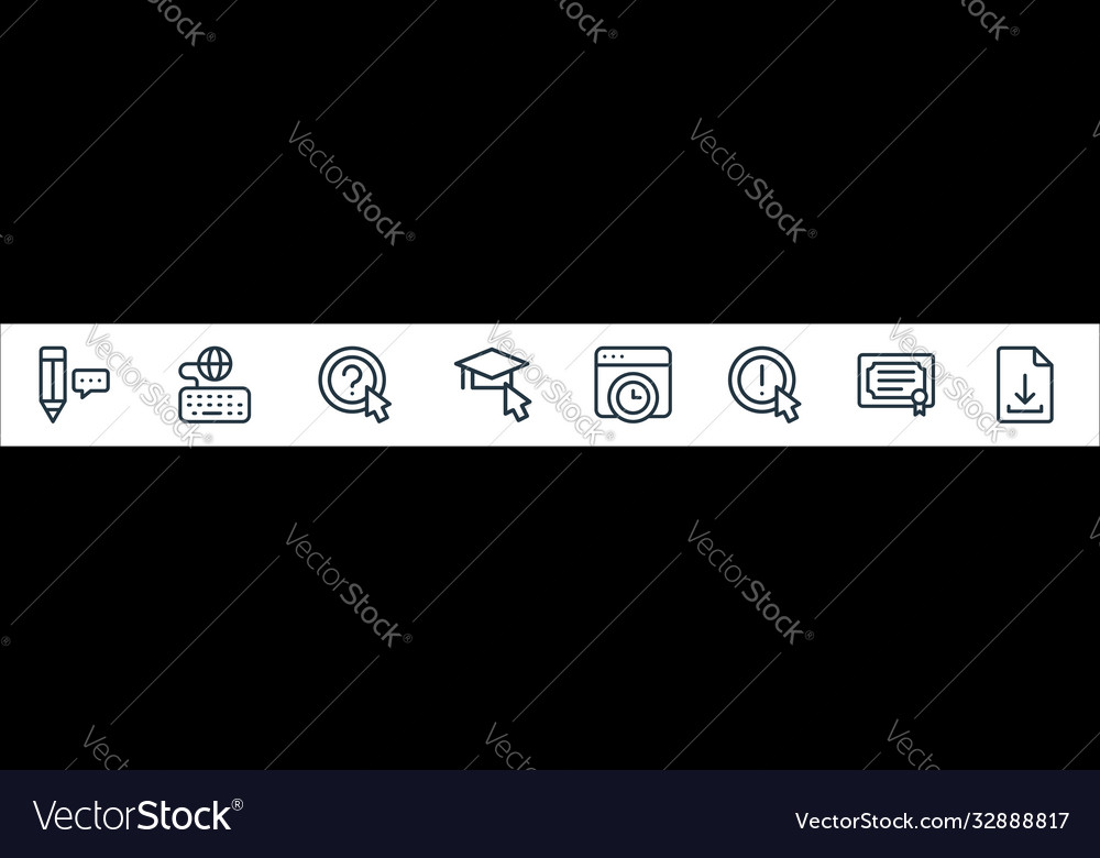 Online learning line icons linear set quality Vector Image Online learning line icons linear set quality