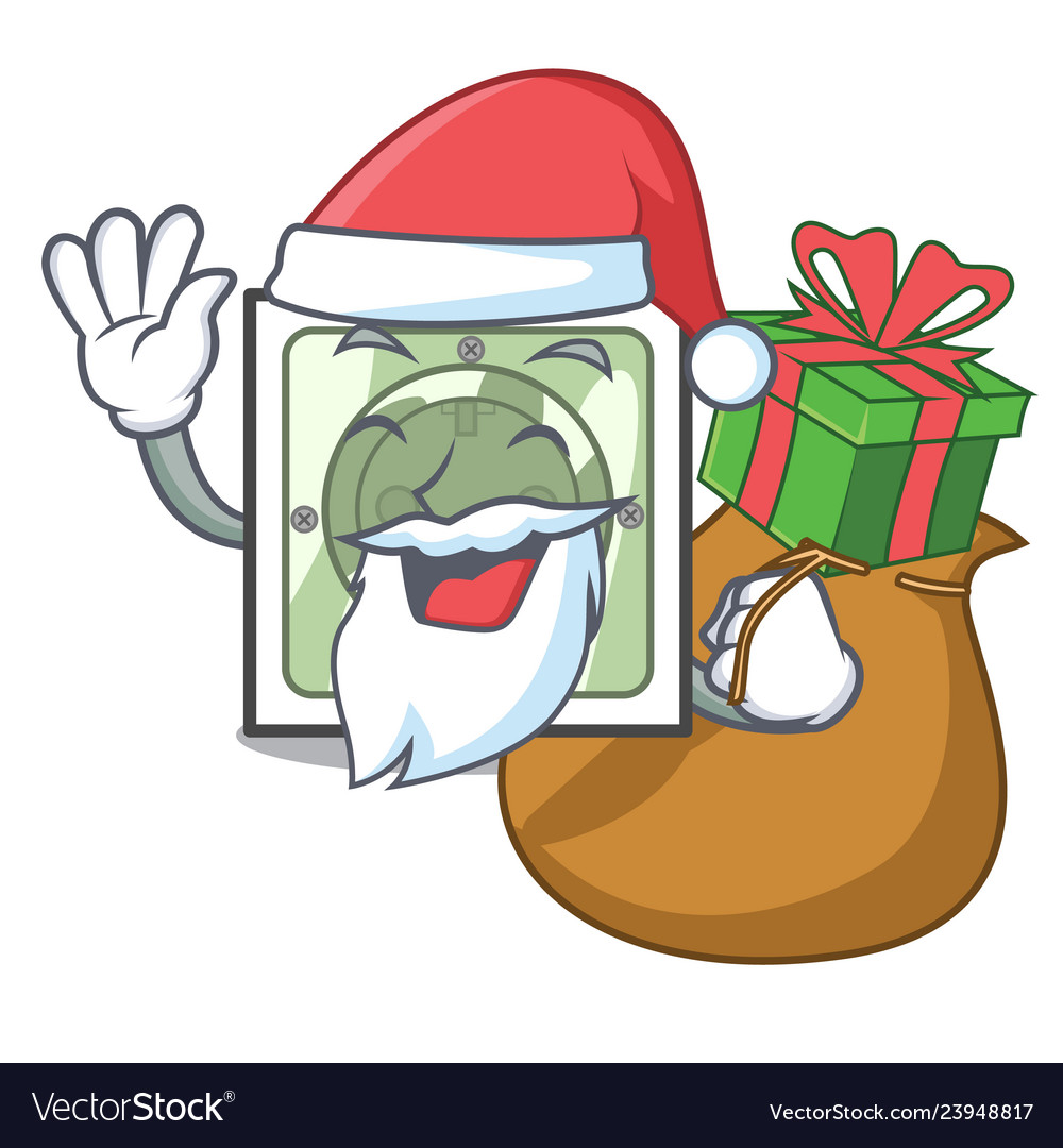 Santa with gift power socket isolated