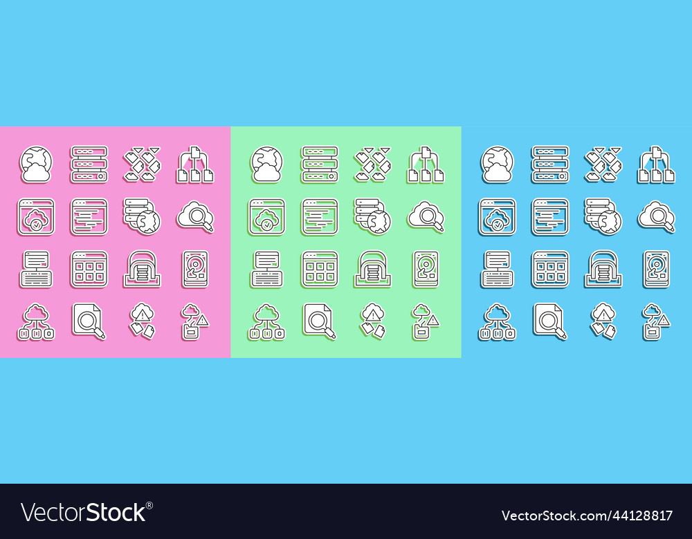 Set line cloud technology data transfer hard disk Vector Image Set line cloud technology data transfer hard disk