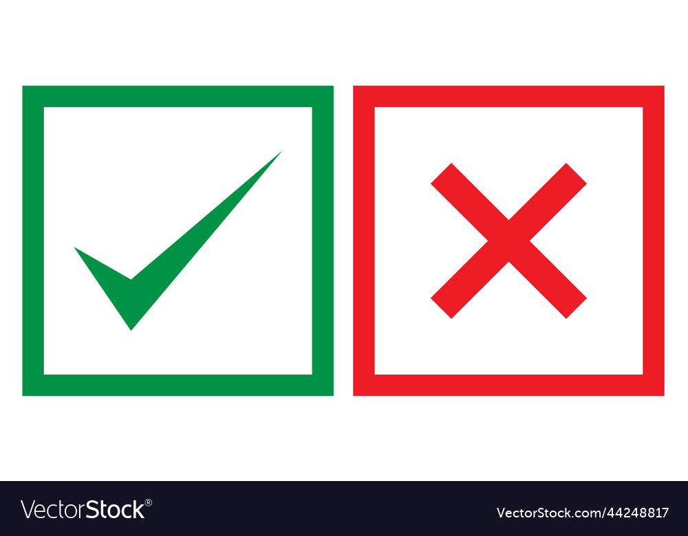 Set of check and cross mark yes no symbol Vector Image Set of check and cross mark yes no symbol