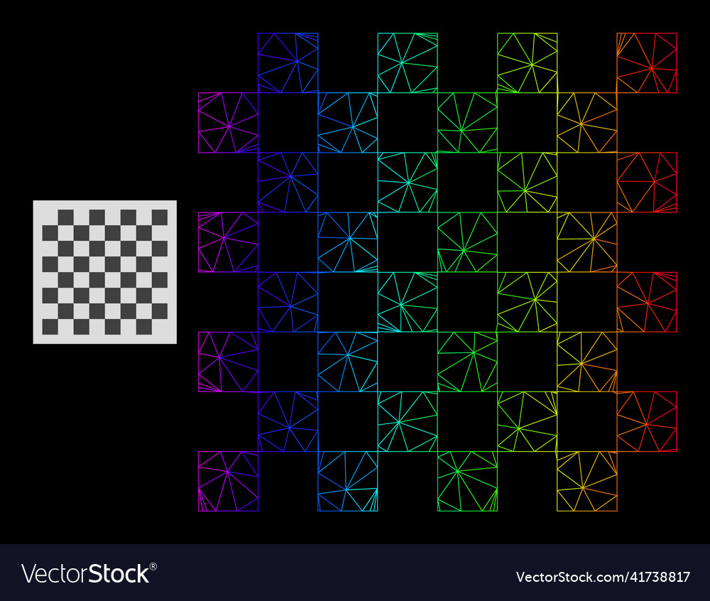 Spectrum gradient polygonal network chess board vector image Spectrum gradient polygonal network chess board