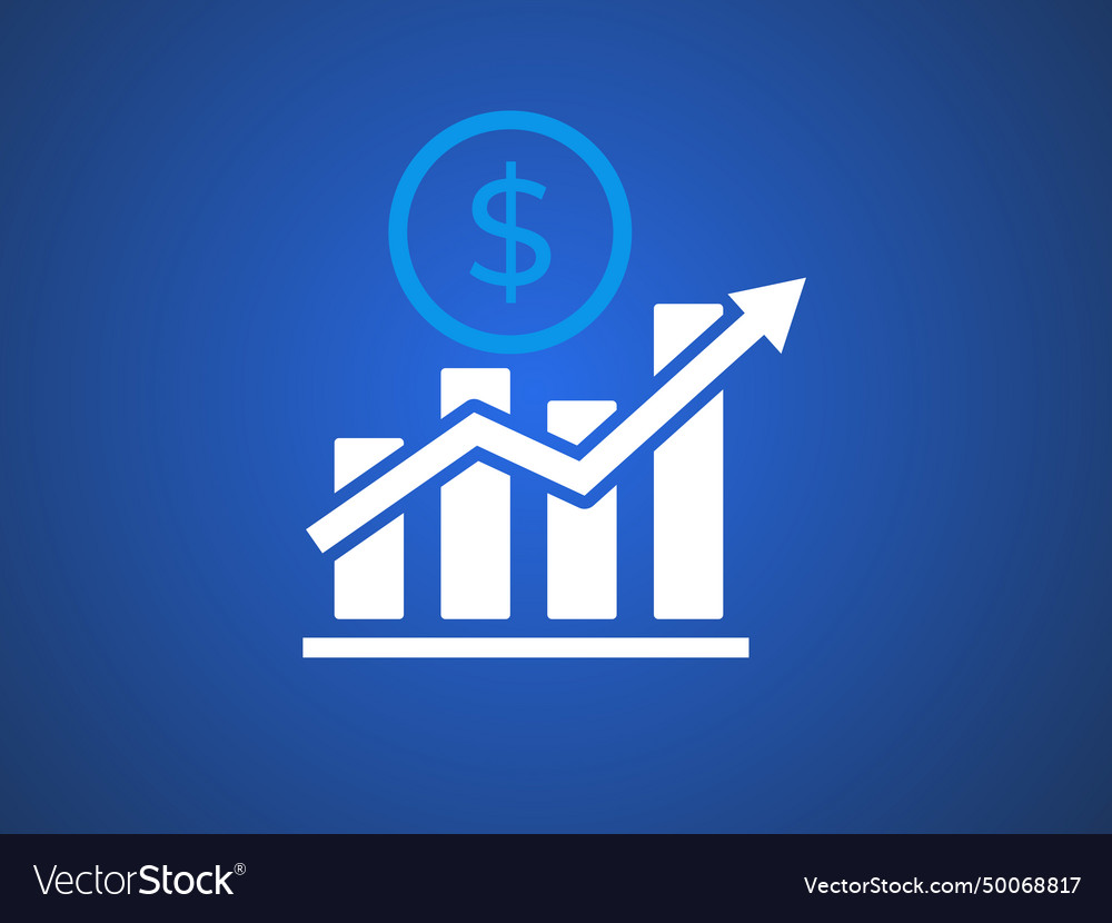 Stock market arrow growing pointing up on chart Vector Image