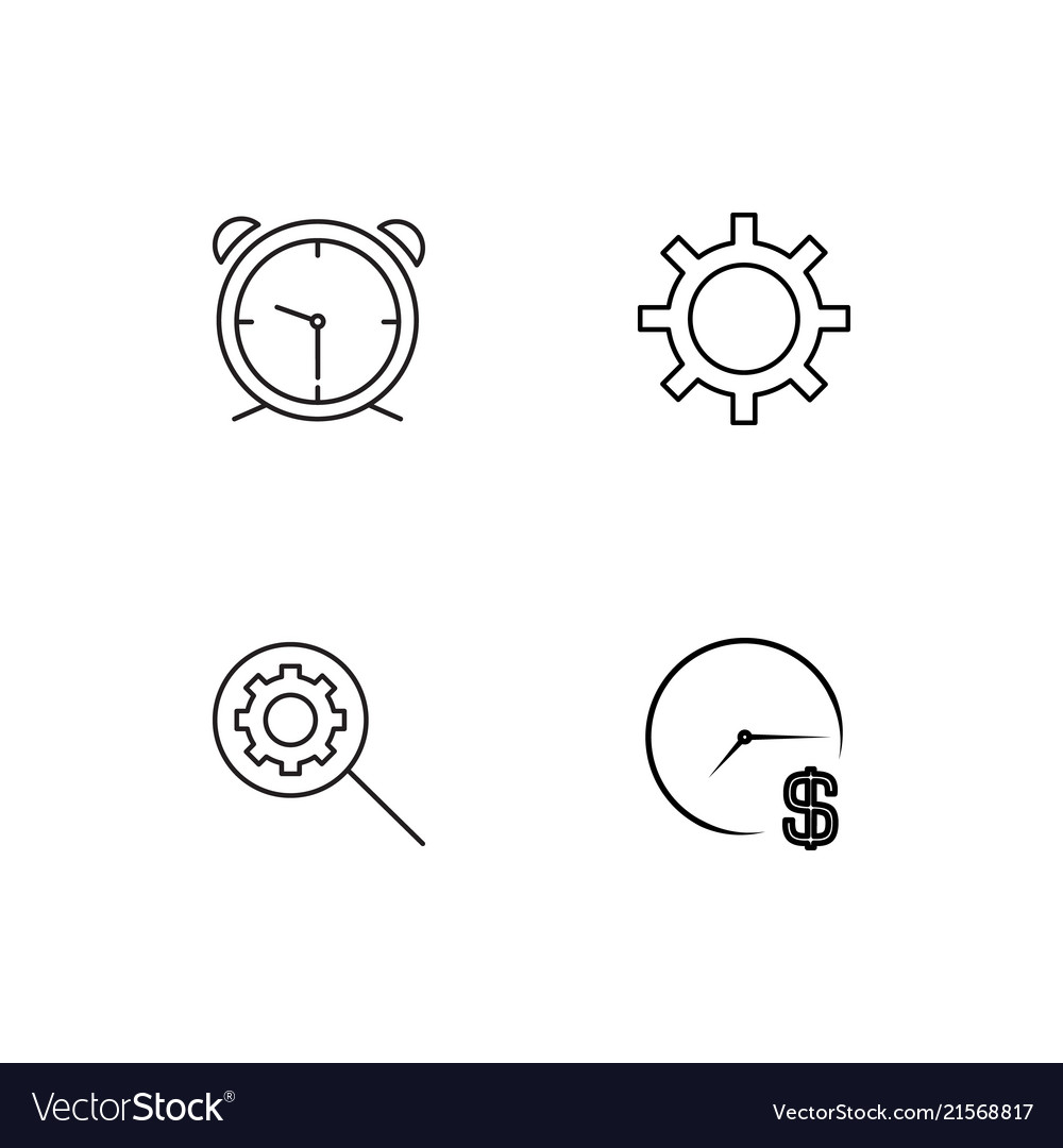 Time linear icons set simple outline